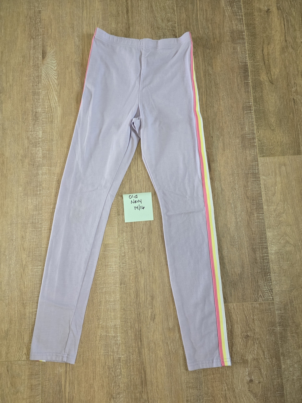 Old Navy Lavender Leggings with Neon Side Stripes